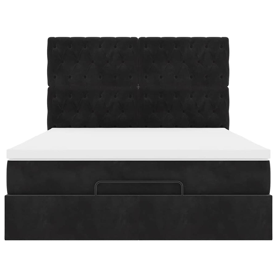 Ottoman bed met matrassen en LED's 140x190cm fluweel zwart