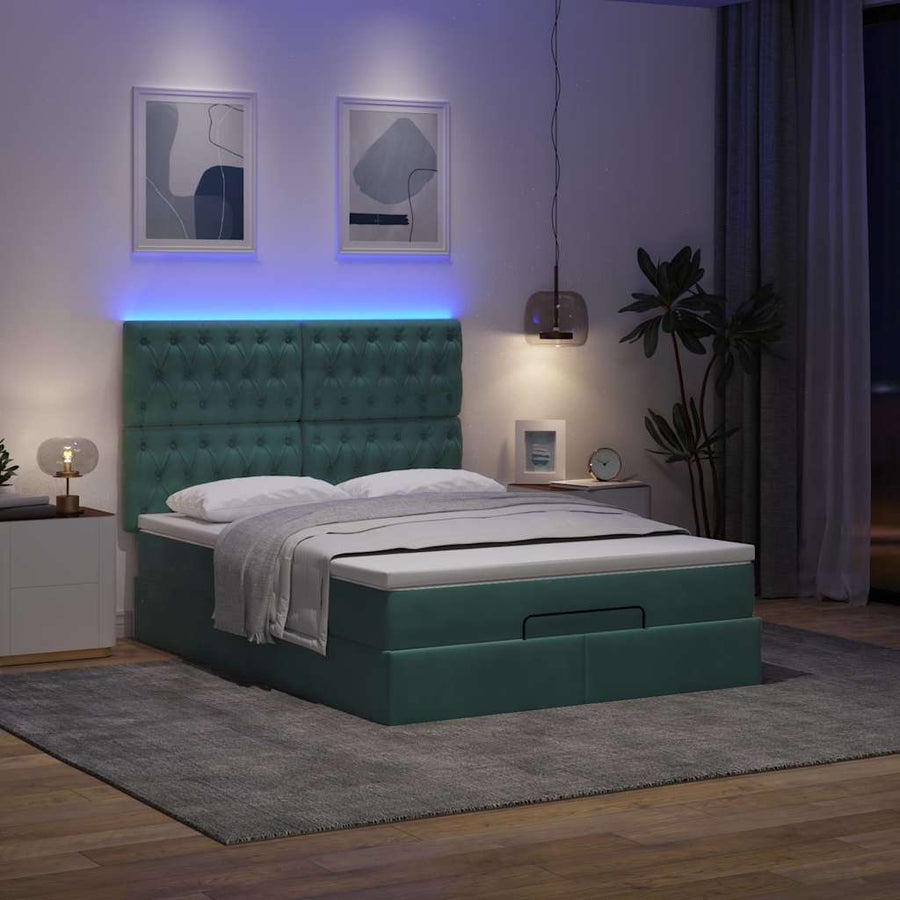 Ottoman bed met matrassen en LED's 140x190cm fluweel