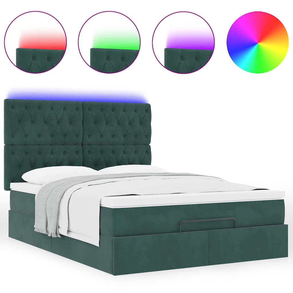 Ottoman bed met matrassen en LED's 140x190cm fluweel