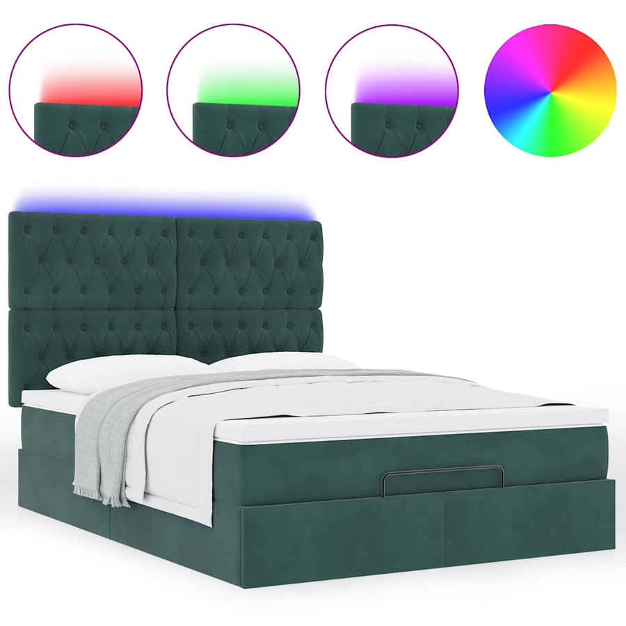Ottoman bed met matrassen en LED's 140x190cm fluweel