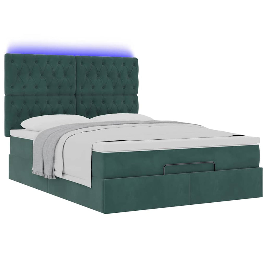 Ottoman bed met matrassen en LED's 140x190cm fluweel