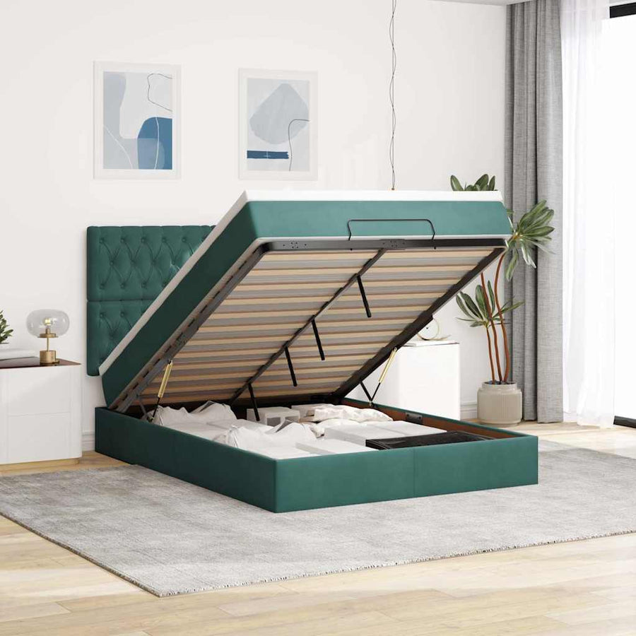 Ottoman bed met matrassen en LED's 140x190cm fluweel