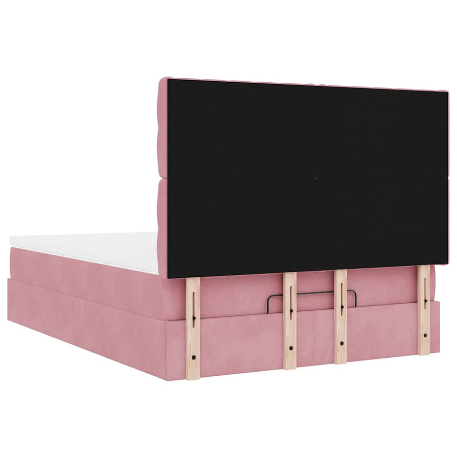 Ottoman bed met matrassen en LED's 140x190cm fluweel roze