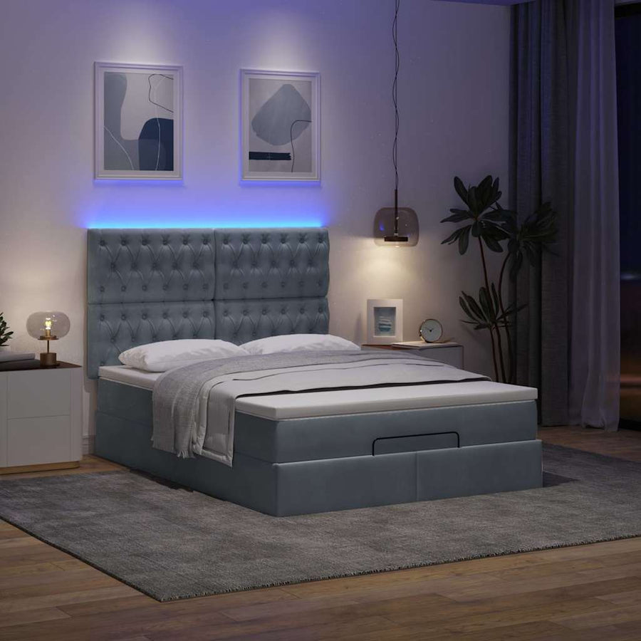 Ottoman bed met matrassen en LED's 140x200cm fluweel