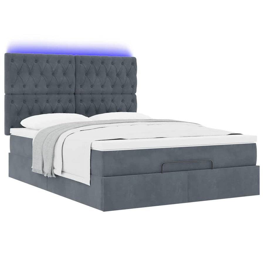 Ottoman bed met matrassen en LED's 140x200cm fluweel