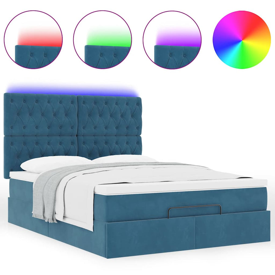 Ottoman bed met matrassen en LED's 140x200cm fluweel