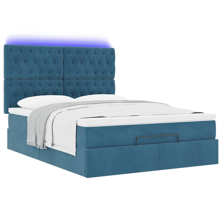 Ottoman bed met matrassen en LED's 140x200cm fluweel