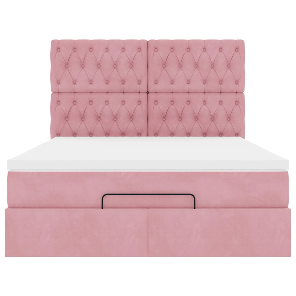 Ottoman bed met matrassen en LED's 140x200cm fluweel roze