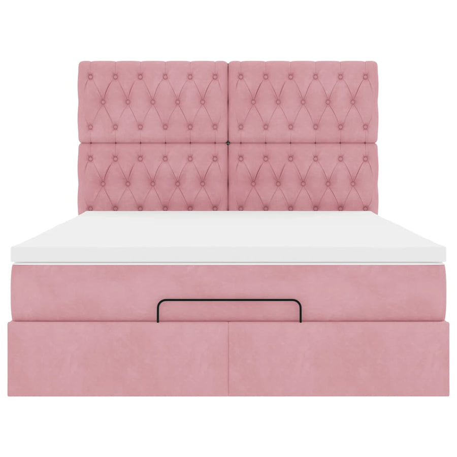 Ottoman bed met matrassen en LED's 140x200cm fluweel roze