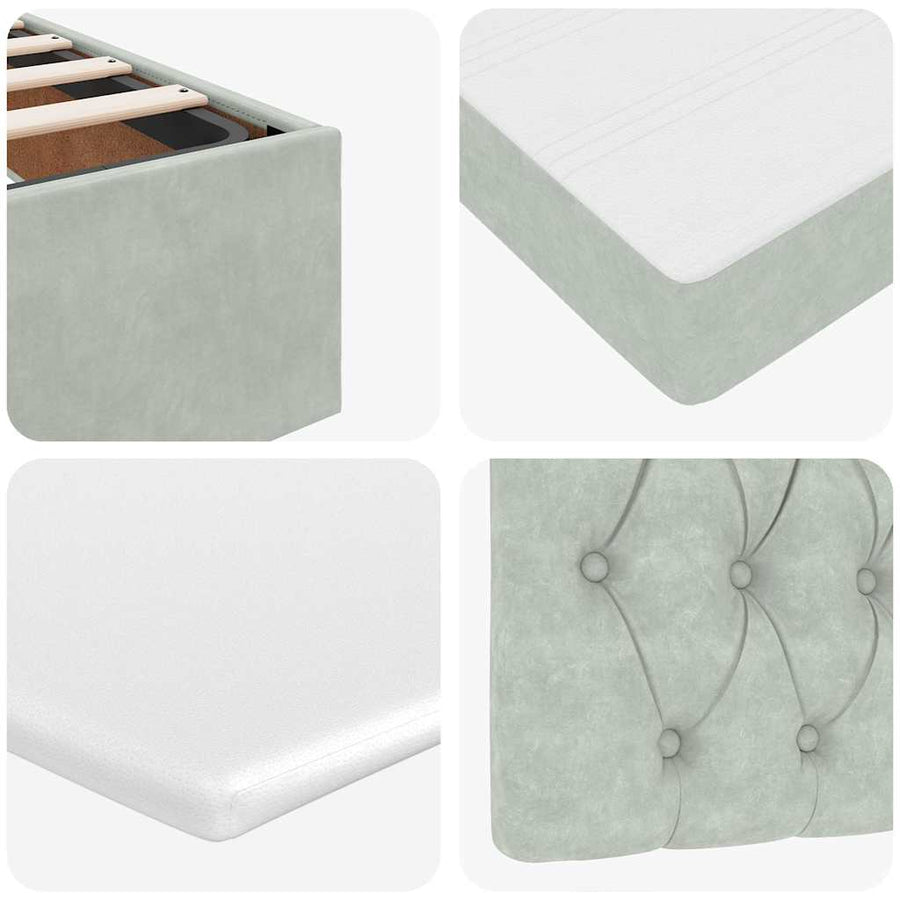 Ottoman bed met matrassen en LED's 160x200cm fluweel lichtgrijs
