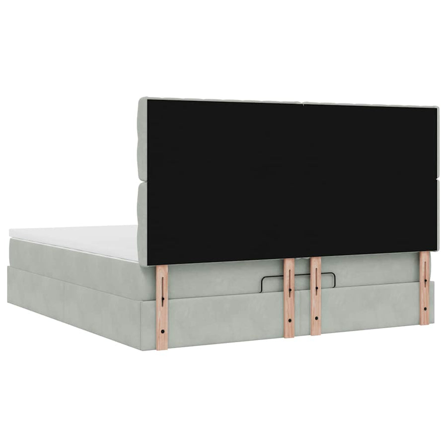 Ottoman bed met matrassen en LED's 160x200cm fluweel lichtgrijs