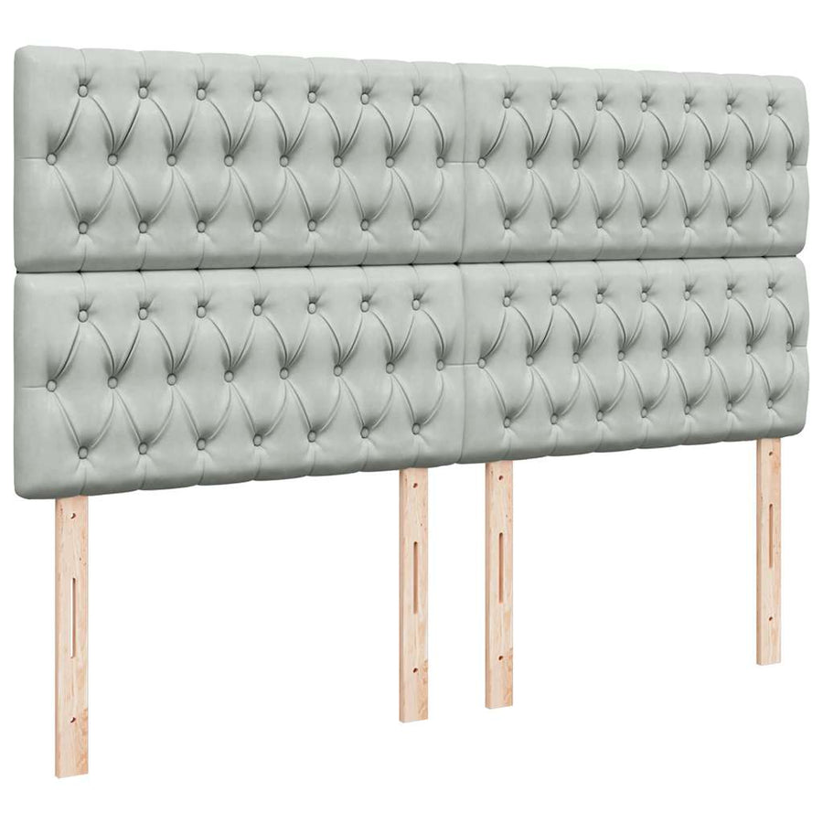 Ottoman bed met matrassen en LED's 160x200cm fluweel lichtgrijs
