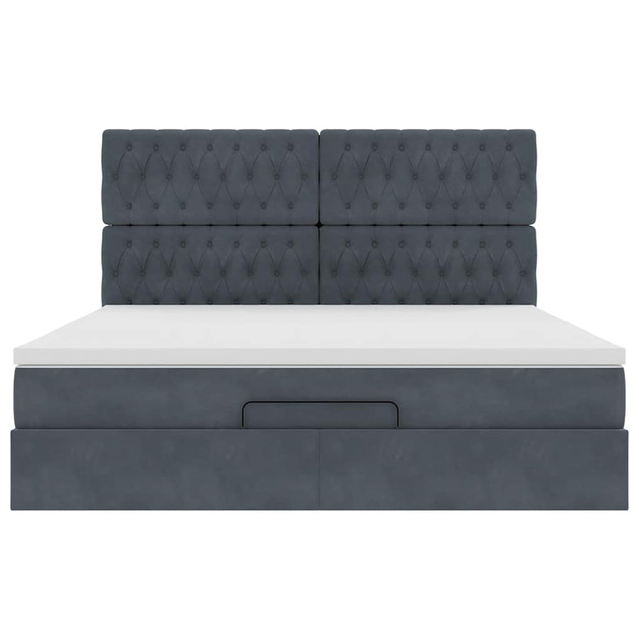 Ottoman Bed Met Matrassen En Led's 160X200Cm Fluweel 160 x 200 cm Donkergrijs