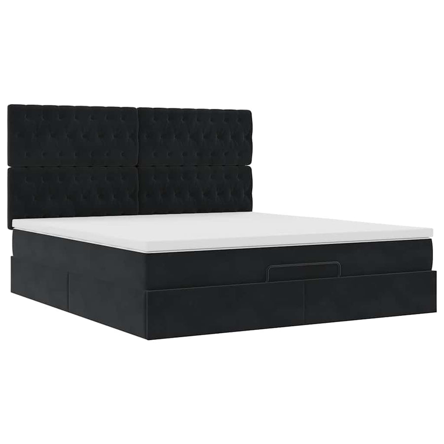 Ottoman bed met matrassen en LED's 160x200cm fluweel zwart