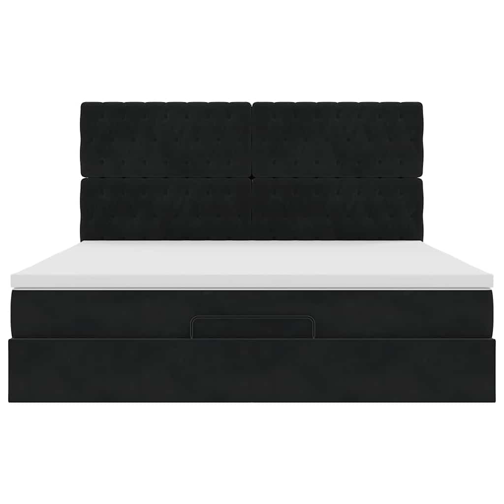 Ottoman bed met matrassen en LED's 160x200cm fluweel zwart