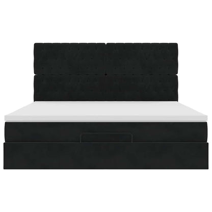 Ottoman bed met matrassen en LED's 160x200cm fluweel zwart