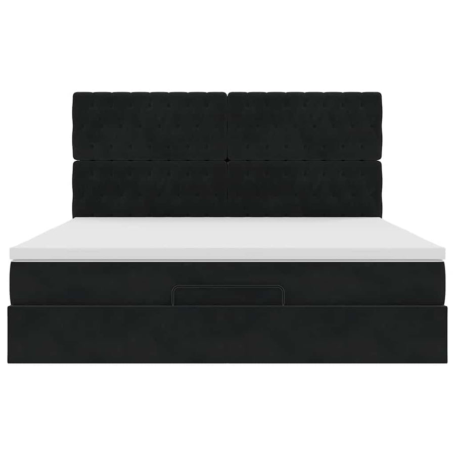 Ottoman bed met matrassen en LED's 160x200cm fluweel zwart