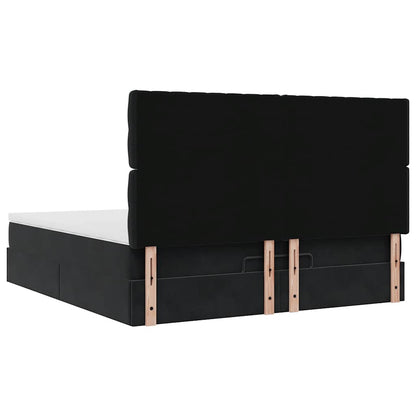 Ottoman bed met matrassen en LED's 160x200cm fluweel zwart