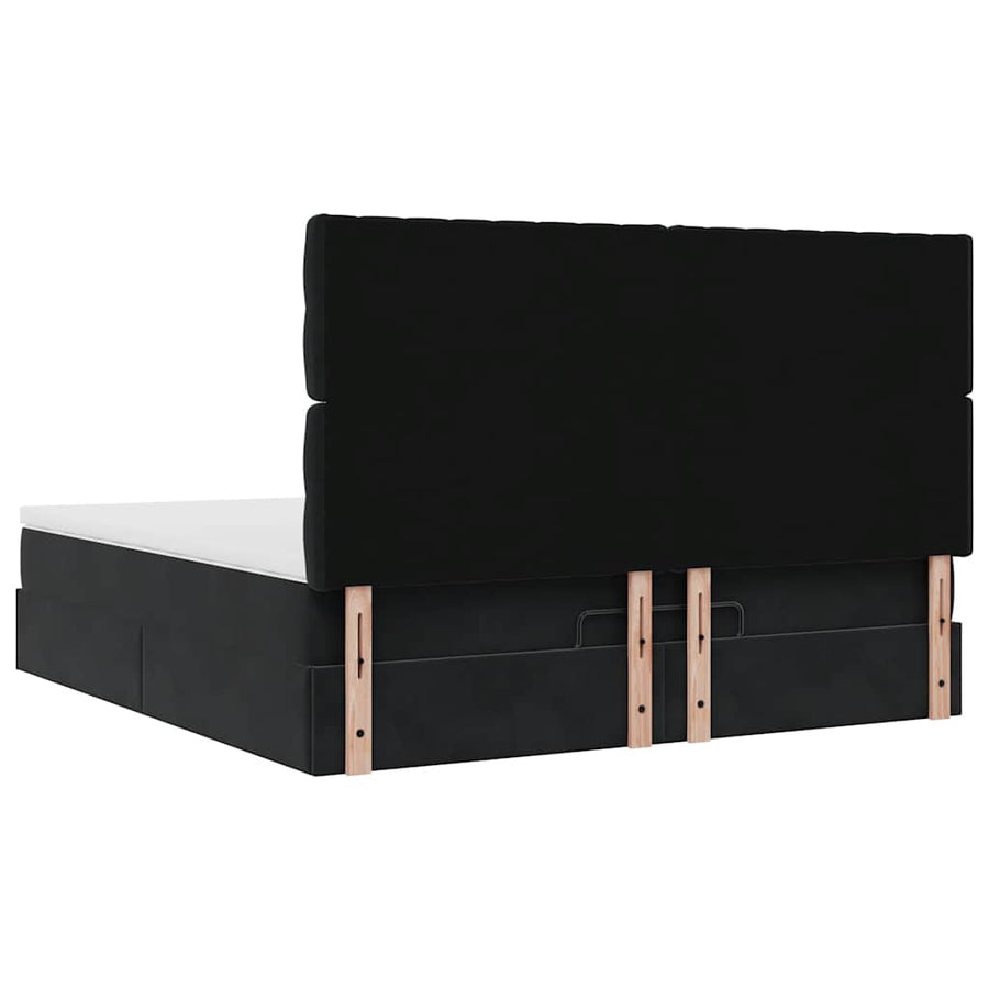 Ottoman bed met matrassen en LED's 160x200cm fluweel zwart