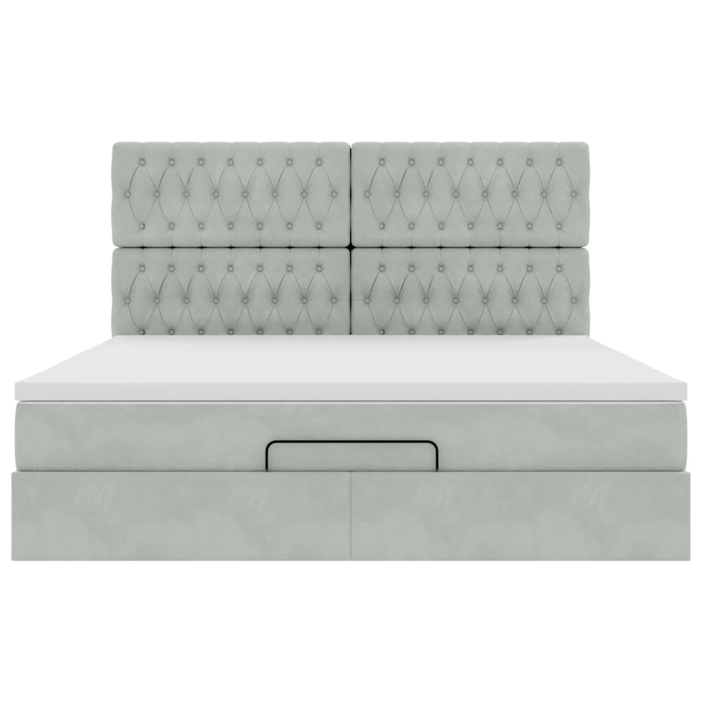 Ottoman bed met matrassen en LED's 180x200cm fluweel lichtgrijs