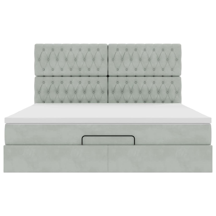 Ottoman bed met matrassen en LED's 180x200cm fluweel lichtgrijs