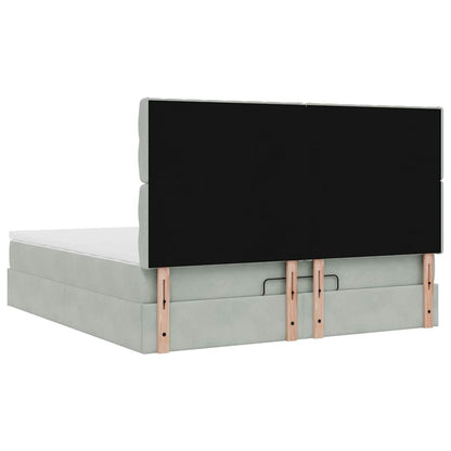 Ottoman bed met matrassen en LED's 180x200cm fluweel lichtgrijs