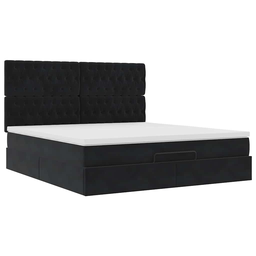 Ottoman bed met matrassen en LED's 180x200cm fluweel zwart