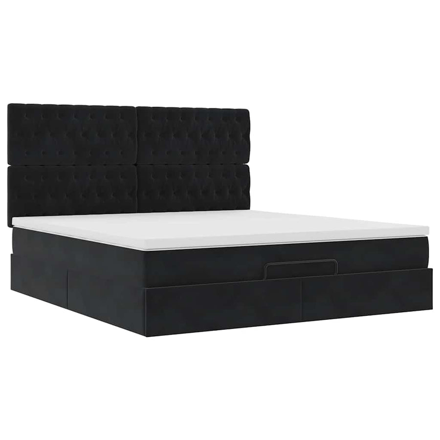 Ottoman bed met matrassen en LED's 180x200cm fluweel zwart