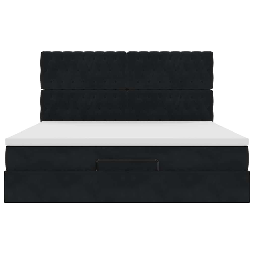 Ottoman bed met matrassen en LED's 180x200cm fluweel zwart