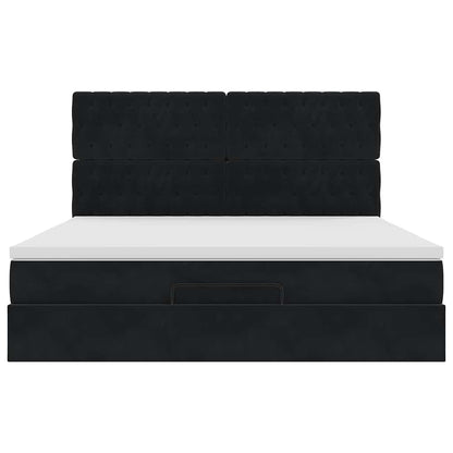 Ottoman bed met matrassen en LED's 180x200cm fluweel zwart