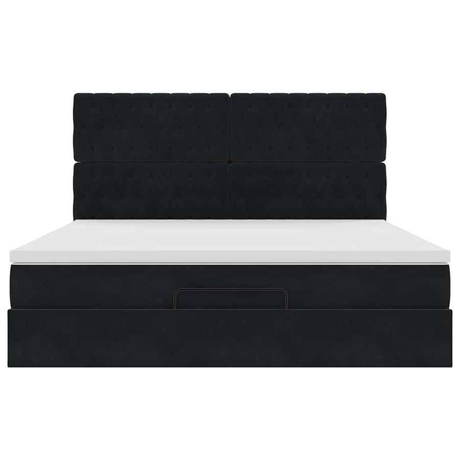 Ottoman bed met matrassen en LED's 180x200cm fluweel zwart