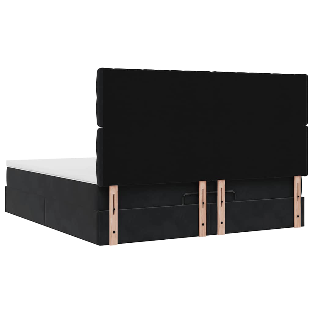 Ottoman bed met matrassen en LED's 180x200cm fluweel zwart
