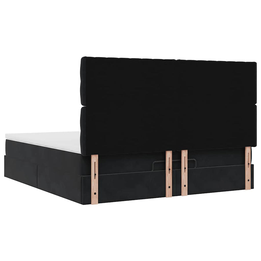 Ottoman bed met matrassen en LED's 180x200cm fluweel zwart