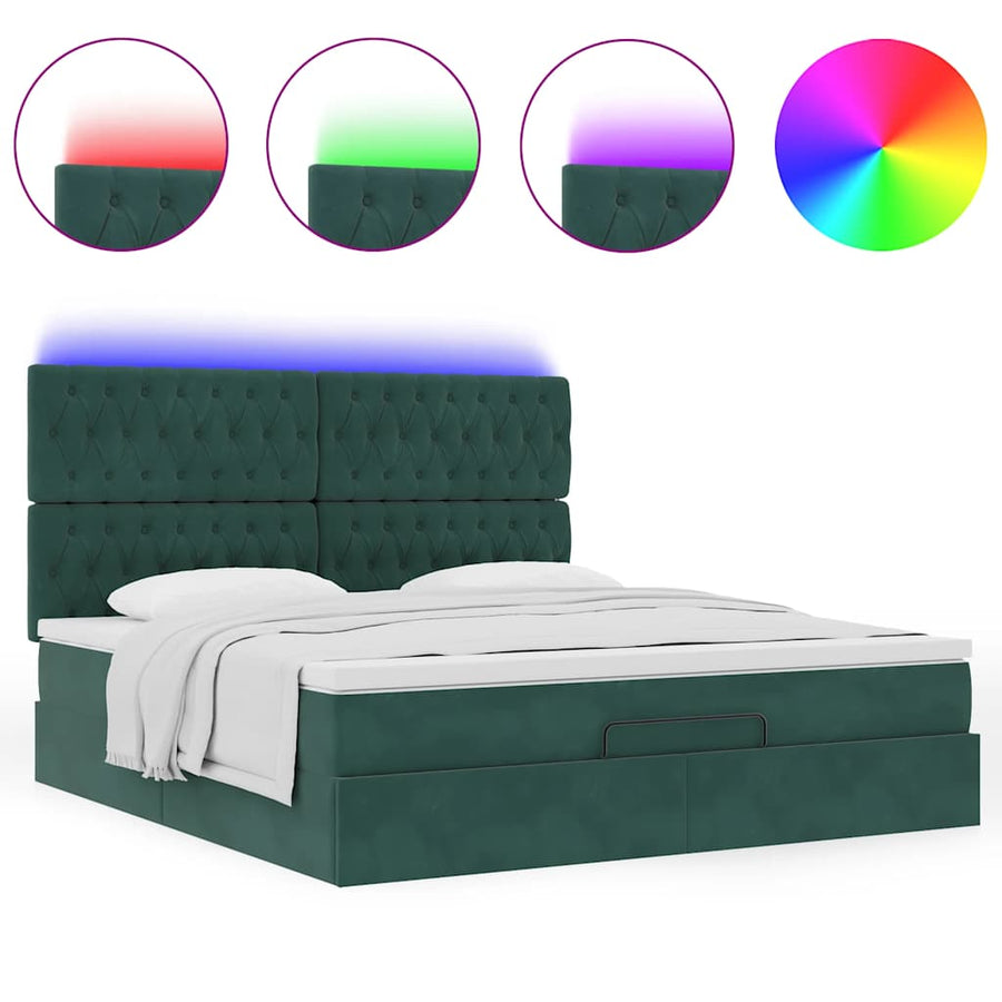 Ottoman bed met matrassen en LED's 180x200cm fluweel