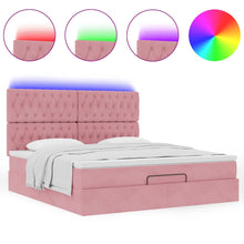 Ottoman bed met matrassen en LED's 180x200cm fluweel roze