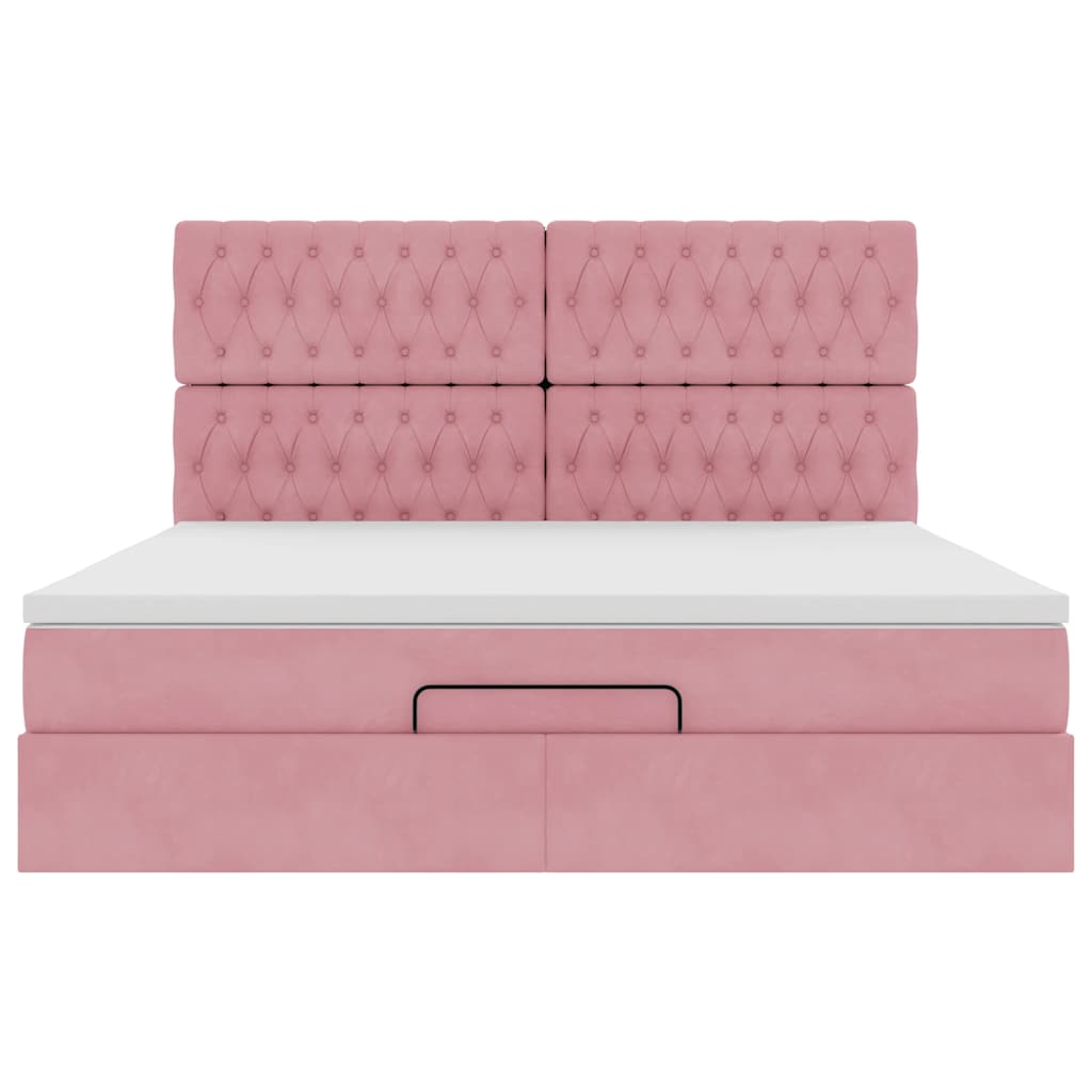 Ottoman bed met matrassen en LED's 180x200cm fluweel roze