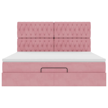 Ottoman bed met matrassen en LED's 180x200cm fluweel roze