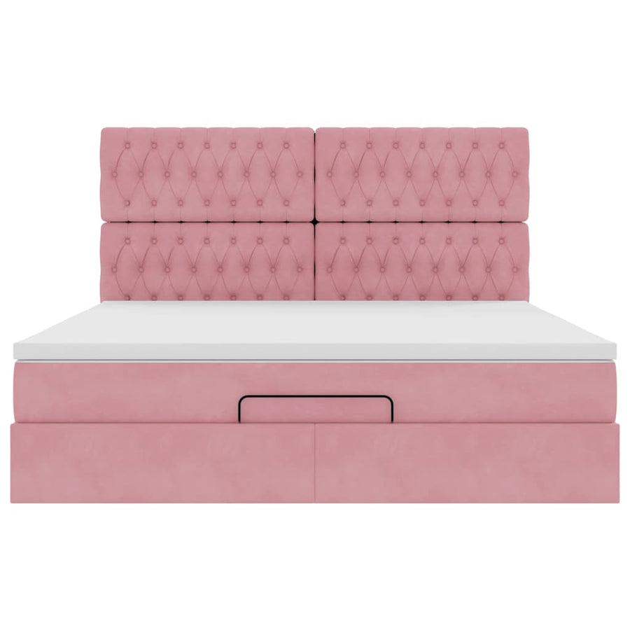 Ottoman bed met matrassen en LED's 180x200cm fluweel roze