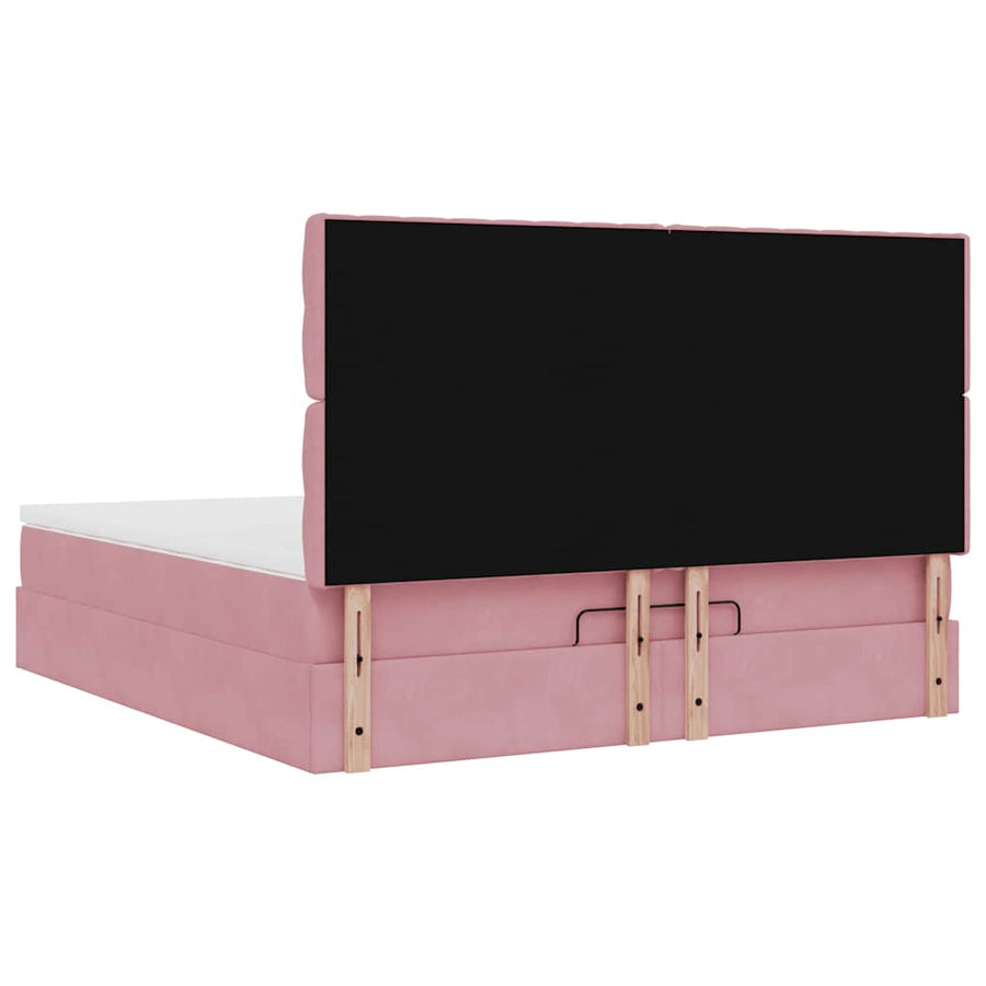 Ottoman bed met matrassen en LED's 180x200cm fluweel roze