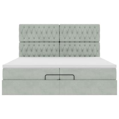 Ottoman bed met matrassen en LED's 200x200cm fluweel lichtgrijs