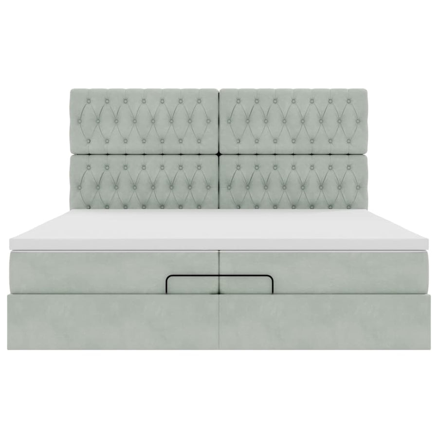Ottoman bed met matrassen en LED's 200x200cm fluweel lichtgrijs