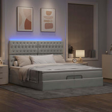Ottoman bed met matrassen en LED's 200x200cm fluweel lichtgrijs
