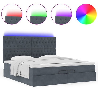 Ottoman bed met matrassen en LED's 200x200cm fluweel