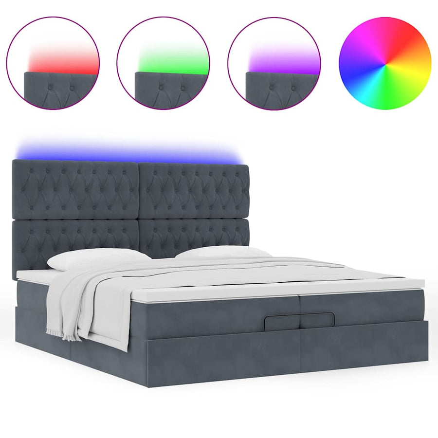 Ottoman bed met matrassen en LED's 200x200cm fluweel