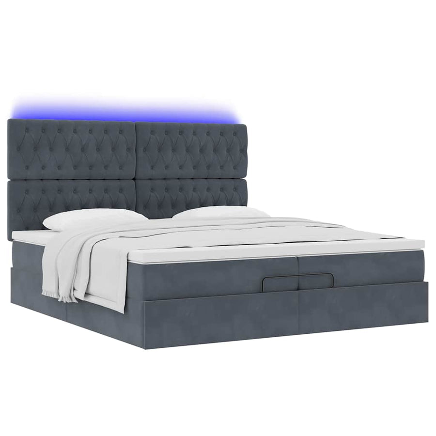 Ottoman bed met matrassen en LED's 200x200cm fluweel