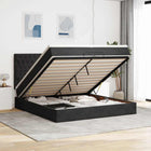 Ottomaans bed 200x200 cm fluweel zwart met opbergruimte en LED