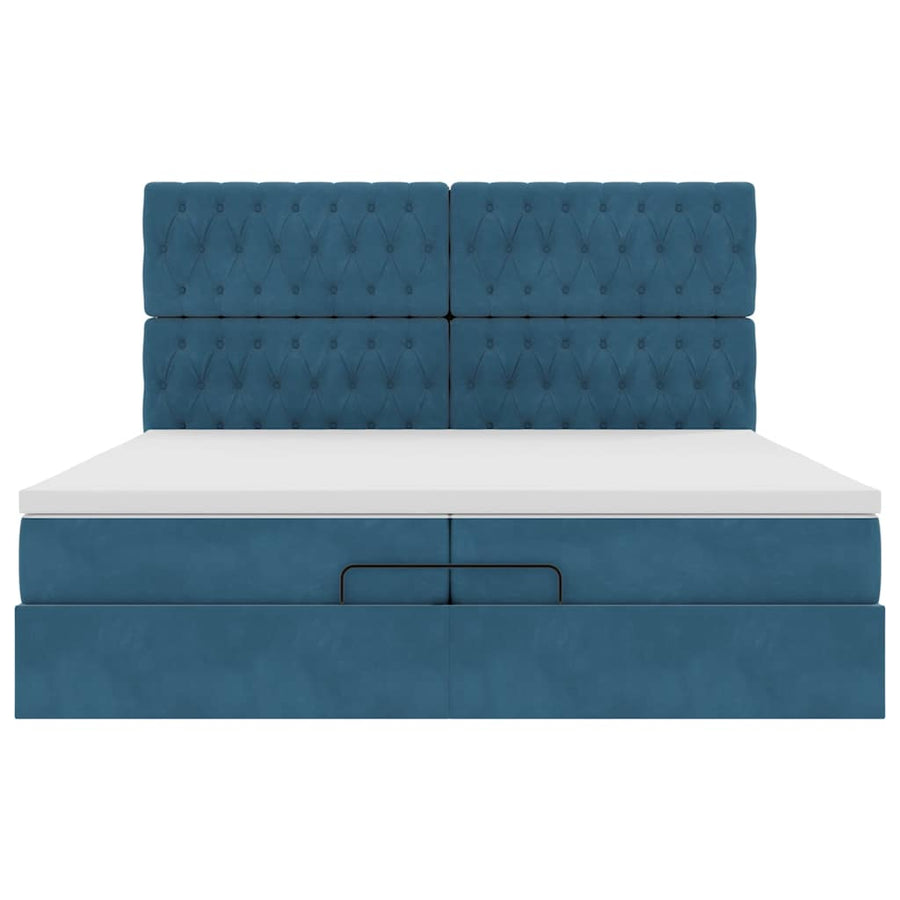 Bed Poef Met Matrassen En Leds Fluweel 200 x 200 cm Donkerblauw