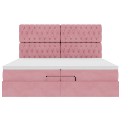 Ottoman bed met matrassen en LED's 200x200cm fluweel roze