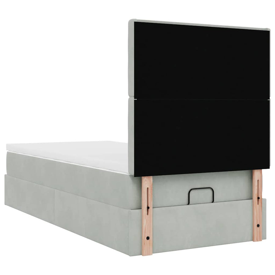 Ottoman bed met matrassen en LED's 80x200cm fluweel lichtgrijs