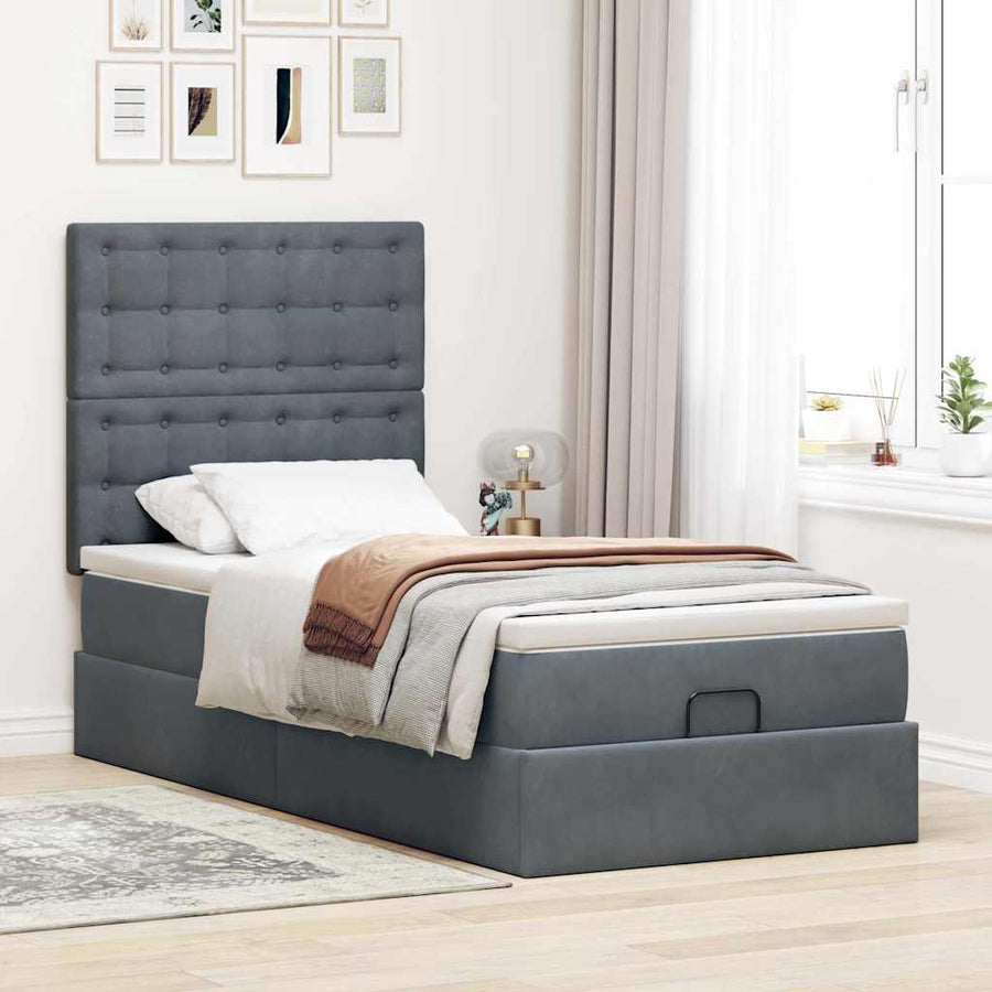 Ottoman bed met matrassen en LED's 80x200cm fluweel donkergrijs
